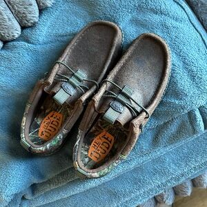 Hey Dude Brown and Green Loafers